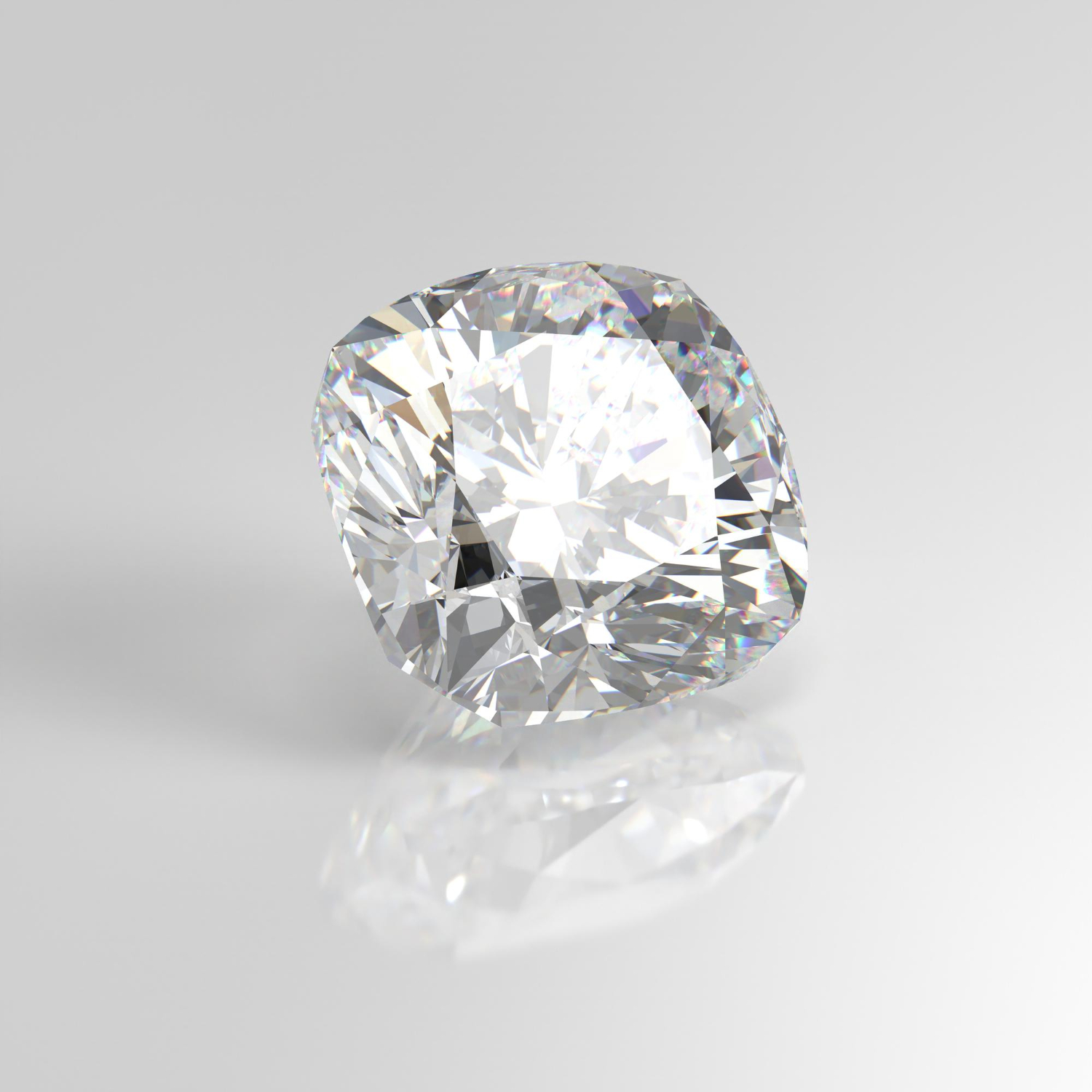 en kuddslipad diamant mot en vit bakgrund