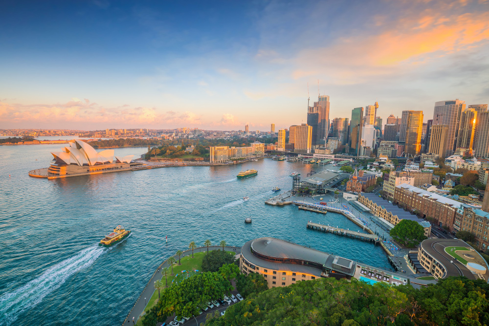 Sydney, Australien i solnedgång